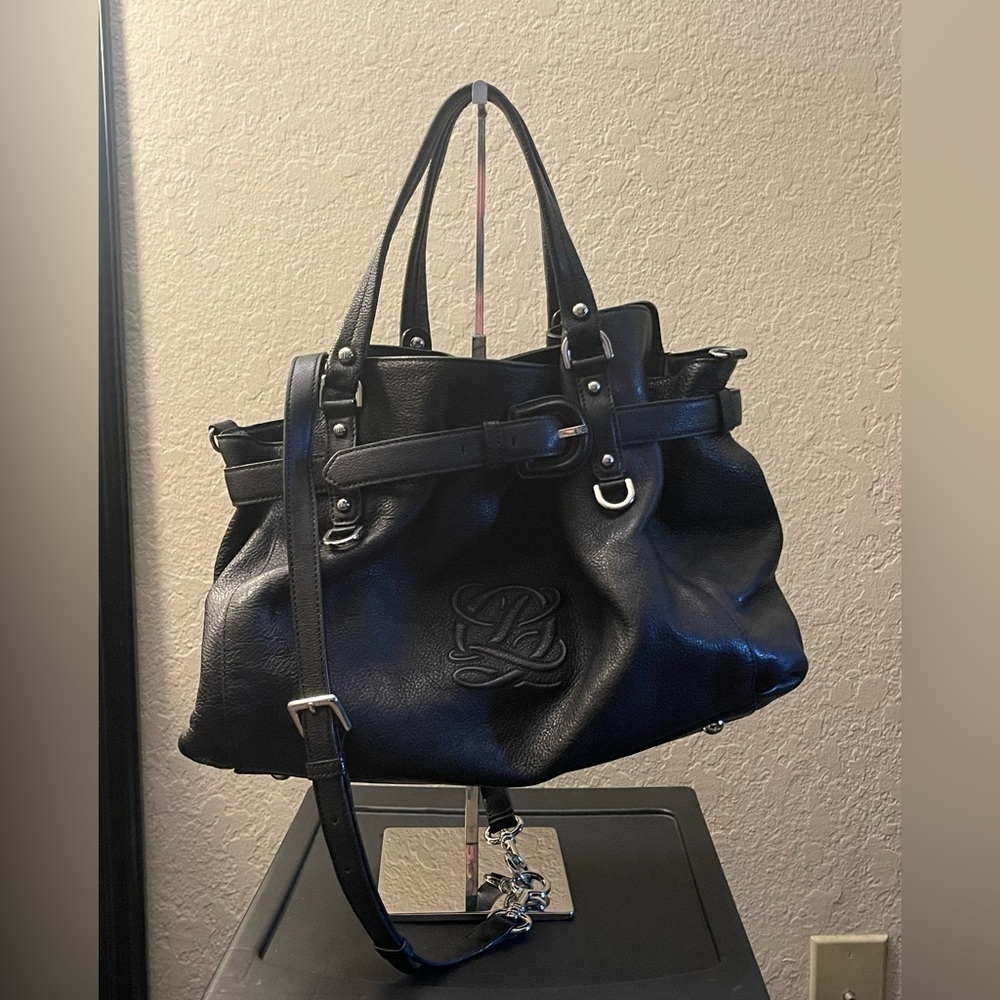 ❤️‍🔥SALE❤️‍🔥💙Pristine Condition Louis Quatorze Black leather 2 way bag 💙